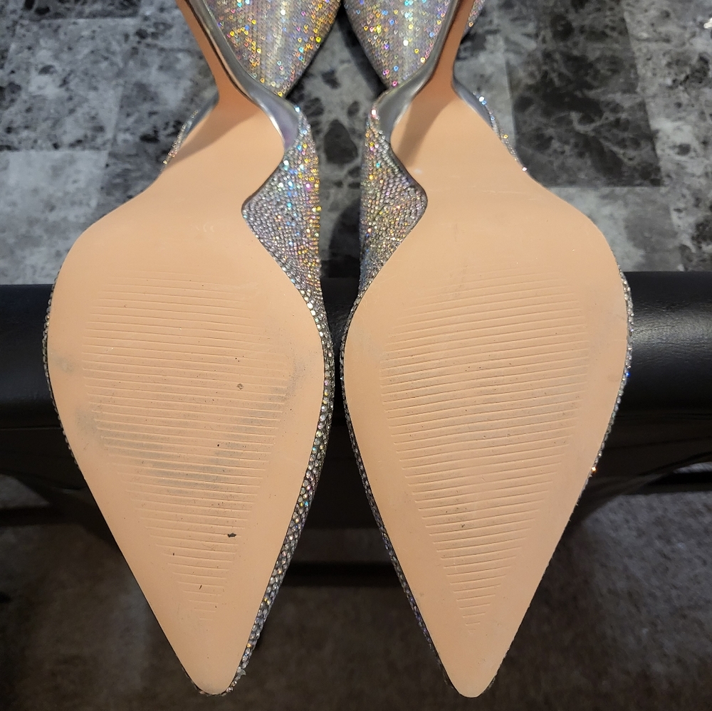 Steve Madden Silver Rhinestone Heels - Picture 4 of 6